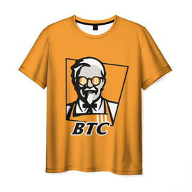 Мужская футболка 3D с принтом BITCOIN в стиле KFC в Санкт-Петербурге, 100% полиэфир | прямой крой, круглый вырез горловины, длина до линии бедер | bitcoin | btc | crypto | kfc | биткоин | валюта | деньги | криптовалюта | цифровое золото