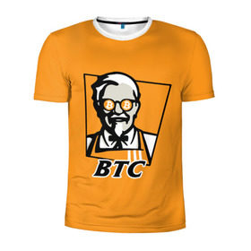 Мужская футболка 3D спортивная с принтом BITCOIN в стиле KFC в Санкт-Петербурге, 100% полиэстер с улучшенными характеристиками | приталенный силуэт, круглая горловина, широкие плечи, сужается к линии бедра | bitcoin | btc | crypto | kfc | биткоин | валюта | деньги | криптовалюта | цифровое золото