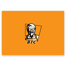 Поздравительная открытка с принтом BITCOIN в стиле KFC в Санкт-Петербурге, 100% бумага | плотность бумаги 280 г/м2, матовая, на обратной стороне линовка и место для марки
 | bitcoin | btc | crypto | kfc | биткоин | валюта | деньги | криптовалюта | цифровое золото