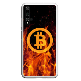 Чехол для Honor 20 с принтом BITCOIN FIRE в Санкт-Петербурге, Силикон | Область печати: задняя сторона чехла, без боковых панелей | bitcoin | btc | coin | crypto | ethereum | money | orange | биткоин | валюта | деньги | известные | криптовалюта | логотип | монета | надписи.cash | оранжевый | цвет | цифровое золото | эфир