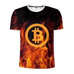 Мужская футболка 3D спортивная с принтом BITCOIN FIRE в Санкт-Петербурге, 100% полиэстер с улучшенными характеристиками | приталенный силуэт, круглая горловина, широкие плечи, сужается к линии бедра | Тематика изображения на принте: bitcoin | btc | coin | crypto | ethereum | money | orange | биткоин | валюта | деньги | известные | криптовалюта | логотип | монета | надписи.cash | оранжевый | цвет | цифровое золото | эфир
