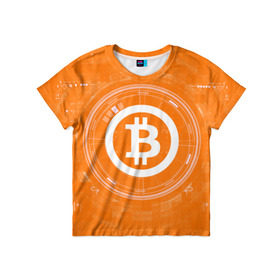 Детская футболка 3D с принтом BITCOIN в Санкт-Петербурге, 100% гипоаллергенный полиэфир | прямой крой, круглый вырез горловины, длина до линии бедер, чуть спущенное плечо, ткань немного тянется | Тематика изображения на принте: bitcoin | btc | coin | crypto | ethereum | money | orange | биткоин | валюта | деньги | известные | криптовалюта | логотип | монета | надписи.cash | оранжевый | цвет | цифровое золото | эфир