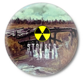 Значок с принтом S.T.A.L.K.E.R ДИМА в Санкт-Петербурге,  металл | круглая форма, металлическая застежка в виде булавки | s.t.a.l.k.e.r. | stalker |   припять | дима | сталкер | чернобыль