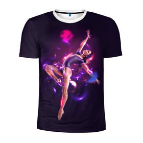 Мужская футболка 3D спортивная с принтом DANCE в Санкт-Петербурге, 100% полиэстер с улучшенными характеристиками | приталенный силуэт, круглая горловина, широкие плечи, сужается к линии бедра | dance | girl | show | woman | балет | девушка | женщина | танец | шоу