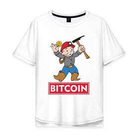 Мужская футболка хлопок Oversize с принтом Bitcoin Miner в Санкт-Петербурге, 100% хлопок | свободный крой, круглый ворот, “спинка” длиннее передней части | 