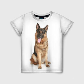 Детская футболка 3D с принтом Верный друг в Санкт-Петербурге, 100% гипоаллергенный полиэфир | прямой крой, круглый вырез горловины, длина до линии бедер, чуть спущенное плечо, ткань немного тянется |  овчарка | пес | собака