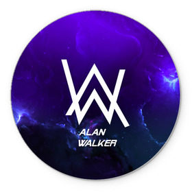 Коврик для мышки круглый с принтом Alan Walker SPACE COLLECTION в Санкт-Петербурге, резина и полиэстер | круглая форма, изображение наносится на всю лицевую часть | alan walker | club | music | абстракция | клубная музыка | космос | краски | музыка