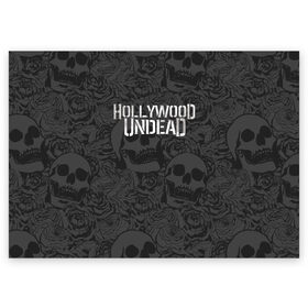 Поздравительная открытка с принтом Hollywood Undead в Санкт-Петербурге, 100% бумага | плотность бумаги 280 г/м2, матовая, на обратной стороне линовка и место для марки
 | Тематика изображения на принте: 