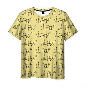 Мужская футболка 3D с принтом LiL PEEP Pattern в Санкт-Петербурге, 100% полиэфир | прямой крой, круглый вырез горловины, длина до линии бедер | Тематика изображения на принте: band | cry baby | emo | lil peep | music | musician | rap | swag | логотип | музыка | музыкант | нытик. | рэп | сваг | эмо