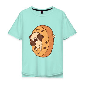 Мужская футболка хлопок Oversize с принтом мопс-печанька в Санкт-Петербурге, 100% хлопок | свободный крой, круглый ворот, “спинка” длиннее передней части | dog | pug | мопс | собака