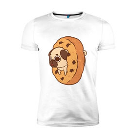 Мужская футболка премиум с принтом мопс-печанька в Санкт-Петербурге, 92% хлопок, 8% лайкра | приталенный силуэт, круглый вырез ворота, длина до линии бедра, короткий рукав | dog | pug | мопс | собака