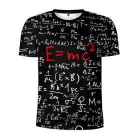 Мужская футболка 3D спортивная с принтом Формулы E=mc2 в Санкт-Петербурге, 100% полиэстер с улучшенными характеристиками | приталенный силуэт, круглая горловина, широкие плечи, сужается к линии бедра | emc | альберт | доска | емс хипстер | мел | физик | физика | формула | энштейн
