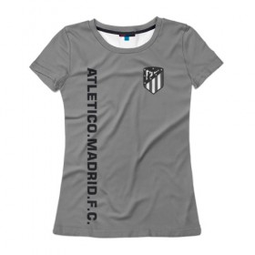 Женская футболка 3D с принтом Atletico Madrid 2018 Vintage в Санкт-Петербурге, 100% полиэфир ( синтетическое хлопкоподобное полотно) | прямой крой, круглый вырез горловины, длина до линии бедер | Тематика изображения на принте: 