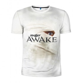 Мужская футболка 3D спортивная с принтом Awake в Санкт-Петербурге, 100% полиэстер с улучшенными характеристиками | приталенный силуэт, круглая горловина, широкие плечи, сужается к линии бедра | Тематика изображения на принте: awake | monster | skillet | джон купер | кори купер | рок