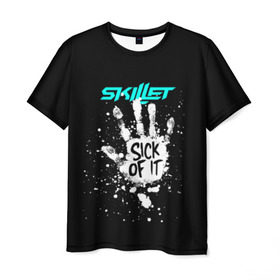 Мужская футболка 3D с принтом Sick of it в Санкт-Петербурге, 100% полиэфир | прямой крой, круглый вырез горловины, длина до линии бедер | awake | monster | skillet | джон купер | кори купер | рок