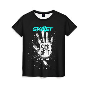 Женская футболка 3D с принтом Sick of it в Санкт-Петербурге, 100% полиэфир ( синтетическое хлопкоподобное полотно) | прямой крой, круглый вырез горловины, длина до линии бедер | awake | monster | skillet | джон купер | кори купер | рок