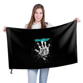 Флаг 3D с принтом Sick of it в Санкт-Петербурге, 100% полиэстер | плотность ткани — 95 г/м2, размер — 67 х 109 см. Принт наносится с одной стороны | awake | monster | skillet | джон купер | кори купер | рок