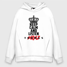 Мужское худи Oversize хлопок с принтом Keep calm and listen T Mraz в Санкт-Петербурге, френч-терри — 70% хлопок, 30% полиэстер. Мягкий теплый начес внутри —100% хлопок | боковые карманы, эластичные манжеты и нижняя кромка, капюшон на магнитной кнопке | thomas mraz | томас | тхомас