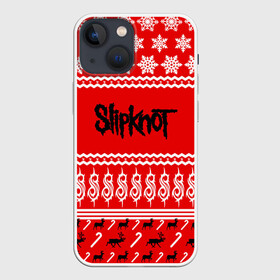 Чехол для iPhone 13 mini с принтом Праздничный Slipknot в Санкт-Петербурге,  |  | slipknot | альтернативный | грув | кори тейлор | красный | крис фен | метал | новогодний | новый год | ню | рождество | рок | слайпкнот | слипкнот | слипнот | снежинки