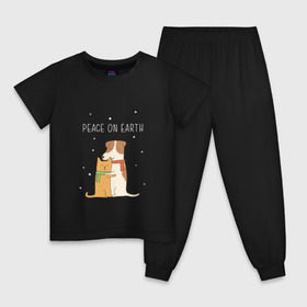 Детская пижама хлопок с принтом Кот и пес в Санкт-Петербурге, 100% хлопок |  брюки и футболка прямого кроя, без карманов, на брюках мягкая резинка на поясе и по низу штанин
 | Тематика изображения на принте: год собаки | котик | мемес | москва | новый год | россия | собака
