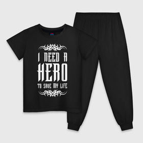 Детская пижама хлопок с принтом I need a Hero в Санкт-Петербурге, 100% хлопок |  брюки и футболка прямого кроя, без карманов, на брюках мягкая резинка на поясе и по низу штанин
 | awake | hero | monster | skillet | джон купер | кори купер | рок