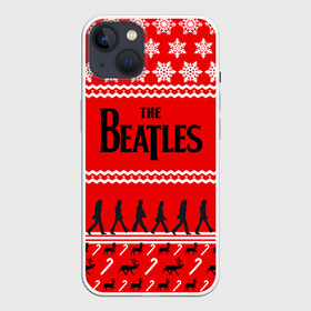 Чехол для iPhone 13 с принтом Праздничный The Beatles в Санкт-Петербурге,  |  | beatles | the beatles | бител | битлз | битлс | битлы | группа | джон леннон | джордж харрисон | жуки | знак | красный | ливерпульская четвёрка | мерсибит | надпись | новогодний | новый год | пол маккартни | поп