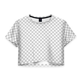 Женская футболка 3D укороченная с принтом Прозрачность в Санкт-Петербурге, 100% полиэстер | круглая горловина, длина футболки до линии талии, рукава с отворотами | opacity | photoshop | transparent | белый | дизайнер | квадратики | клетки | паттрен | прозрачный | серый | фотошоп