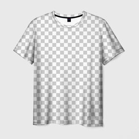 Мужская футболка 3D с принтом Прозрачность в Санкт-Петербурге, 100% полиэфир | прямой крой, круглый вырез горловины, длина до линии бедер | Тематика изображения на принте: opacity | photoshop | transparent | белый | дизайнер | квадратики | клетки | паттрен | прозрачный | серый | фотошоп