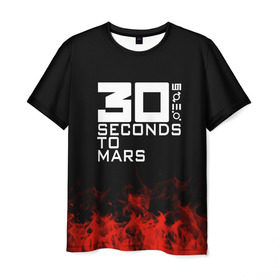Мужская футболка 3D с принтом 30 seconds to mars в Санкт-Петербурге, 100% полиэфир | прямой крой, круглый вырез горловины, длина до линии бедер | 30 seconds to mars | band | metal | music | rock | атрибутика | группа | метал | музыка | рок
