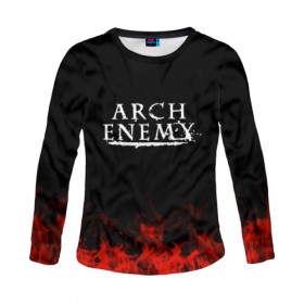 Женский лонгслив 3D с принтом Arch Enemy в Санкт-Петербурге, 100% полиэстер | длинные рукава, круглый вырез горловины, полуприлегающий силуэт | Тематика изображения на принте: arch enemy | band | metal | music | rock | атрибутика | группа | метал | музыка | рок