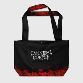 Пляжная сумка 3D с принтом Cannibal Corpse в Санкт-Петербурге, 100% полиэстер | застегивается на металлическую кнопку; внутренний карман застегивается на молнию. Стенки укреплены специальным мягким материалом, чтобы защитить содержимое от несильных ударов
 | band | cannibal corpse | metal | music | rock | атрибутика | группа | метал | музыка | рок