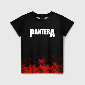Детская футболка 3D с принтом Pantera в Санкт-Петербурге, 100% гипоаллергенный полиэфир | прямой крой, круглый вырез горловины, длина до линии бедер, чуть спущенное плечо, ткань немного тянется | Тематика изображения на принте: band | metal | music | pantera | rock | атрибутика | группа | метал | музыка | рок