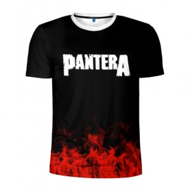 Мужская футболка 3D спортивная с принтом Pantera в Санкт-Петербурге, 100% полиэстер с улучшенными характеристиками | приталенный силуэт, круглая горловина, широкие плечи, сужается к линии бедра | band | metal | music | pantera | rock | атрибутика | группа | метал | музыка | рок