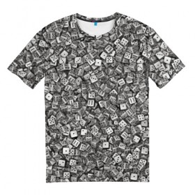Мужская футболка 3D с принтом Игральные кубики в Санкт-Петербурге, 100% полиэфир | прямой крой, круглый вырез горловины, длина до линии бедер | dice | азарт | игра | казино | кости | куб | кубик | настолки | настольные | паттерн | рандом | удача