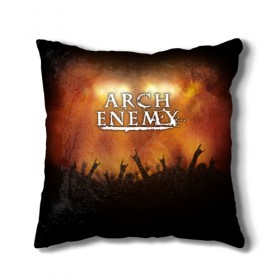 Подушка 3D с принтом Arch Enemy в Санкт-Петербурге, наволочка – 100% полиэстер, наполнитель – холлофайбер (легкий наполнитель, не вызывает аллергию). | состоит из подушки и наволочки. Наволочка на молнии, легко снимается для стирки | 