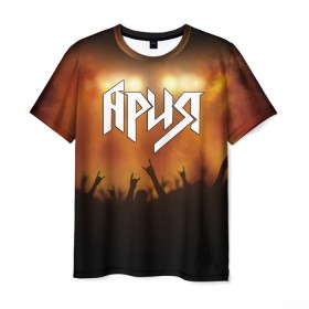 Мужская футболка 3D с принтом ария в Санкт-Петербурге, 100% полиэфир | прямой крой, круглый вырез горловины, длина до линии бедер | aria | band | metal | music | rock | ария | атрибутика | группа | метал | музыка | рок