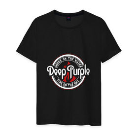 Мужская футболка хлопок с принтом Deep Purple в Санкт-Петербурге, 100% хлопок | прямой крой, круглый вырез горловины, длина до линии бедер, слегка спущенное плечо. | deep purple | гиллан | гловер | дееп | деп | ди | дип | диперпл | дипперпл | иэн пэйс | метал | морс | пепл | перпл | прогрессивный | психоделический | рок | хард | хардрок | хеви | хевиметал | эйри
