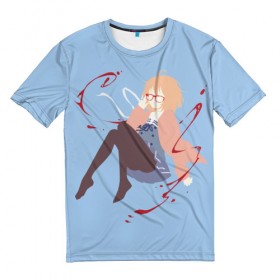 Мужская футболка 3D с принтом Kuriyama Mirai в Санкт-Петербурге, 100% полиэфир | прямой крой, круглый вырез горловины, длина до линии бедер | kanata | kuriyama | kuriyama mirai | kyoukai | kyoukai no kanata | mirai | за гранью | курияма | мирай
