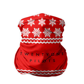 Бандана-труба 3D с принтом Праздничный Twenty One Pilots в Санкт-Петербурге, 100% полиэстер, ткань с особыми свойствами — Activecool | плотность 150‒180 г/м2; хорошо тянется, но сохраняет форму | Тематика изображения на принте: 21 pilots | красный | новогодний | рождество | снежинки