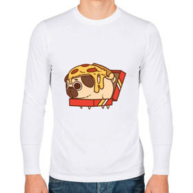 Мужской лонгслив хлопок с принтом мопс-пицца в Санкт-Петербурге, 100% хлопок |  | Тематика изображения на принте: pug | мопс