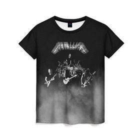 Женская футболка 3D с принтом Группа Metallica в Санкт-Петербурге, 100% полиэфир ( синтетическое хлопкоподобное полотно) | прямой крой, круглый вырез горловины, длина до линии бедер | metallica | группа | джеймс хэтфилд | кирк хэмметт | ларс ульрих | метал | металика | металлика | миталика | музыка | роберт трухильо | рок | трэш | трэшметал | хард | хардрок | хеви | хевиметал