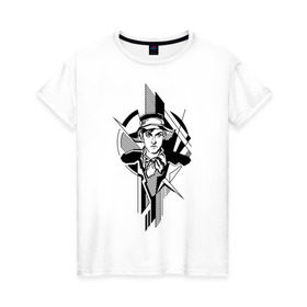 Женская футболка хлопок с принтом Молодой Маяковский в Санкт-Петербурге, 100% хлопок | прямой крой, круглый вырез горловины, длина до линии бедер, слегка спущенное плечо | авангард | геометрия | портрет | поэт