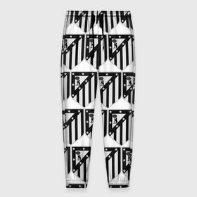 Мужские брюки 3D с принтом Atletico Madrid Black&White в Санкт-Петербурге, 100% полиэстер | манжеты по низу, эластичный пояс регулируется шнурком, по бокам два кармана без застежек, внутренняя часть кармана из мелкой сетки | Тематика изображения на принте: атлетико мадрид | эмблема