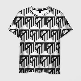 Мужская футболка 3D с принтом Atletico Madrid Black&White в Санкт-Петербурге, 100% полиэфир | прямой крой, круглый вырез горловины, длина до линии бедер | атлетико мадрид | эмблема