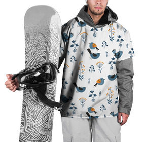 Накидка на куртку 3D с принтом Воробушки в Санкт-Петербурге, 100% полиэстер |  | Тематика изображения на принте: воробей | зяблик | минимализм | паттерн | птицы | цветы | чиж