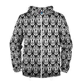 Мужская ветровка 3D с принтом Juventus Black&White в Санкт-Петербурге, 100% полиэстер | подол и капюшон оформлены резинкой с фиксаторами, два кармана без застежек по бокам, один потайной карман на груди | Тематика изображения на принте: 