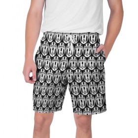 Мужские шорты 3D с принтом Juventus Black&White в Санкт-Петербурге,  полиэстер 100% | прямой крой, два кармана без застежек по бокам. Мягкая трикотажная резинка на поясе, внутри которой широкие завязки. Длина чуть выше колен | 