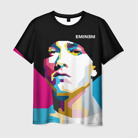 Мужская футболка 3D с принтом Eminem в Санкт-Петербурге, 100% полиэфир | прямой крой, круглый вырез горловины, длина до линии бедер | actor | american | art | bright | colors | composer | eminem | music | pop | producer | rap | rapper | record | актёр | американский | арт | искусство | композитор | музыка | музыкальный продюсер | поп | рэп | рэпер | цвета | яркие