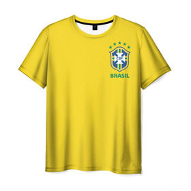 Мужская футболка 3D с принтом Бразилия, форма в Санкт-Петербурге, 100% полиэфир | прямой крой, круглый вырез горловины, длина до линии бедер | brazil | uniform | бразильская | конфедерация