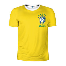Мужская футболка 3D спортивная с принтом Бразилия, форма в Санкт-Петербурге, 100% полиэстер с улучшенными характеристиками | приталенный силуэт, круглая горловина, широкие плечи, сужается к линии бедра | brazil | uniform | бразильская | конфедерация